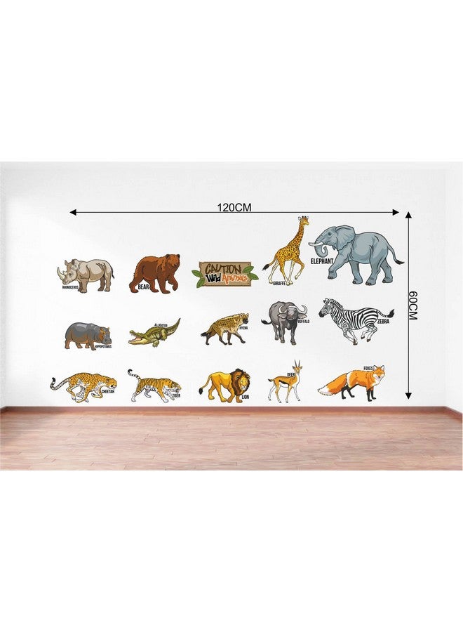 Rawpockets Rawpockets 'Caution Wild Animals - Kids Room ' Wall Sticker (PVC Vinyl, 120 cm x 60cm)  - Image 4