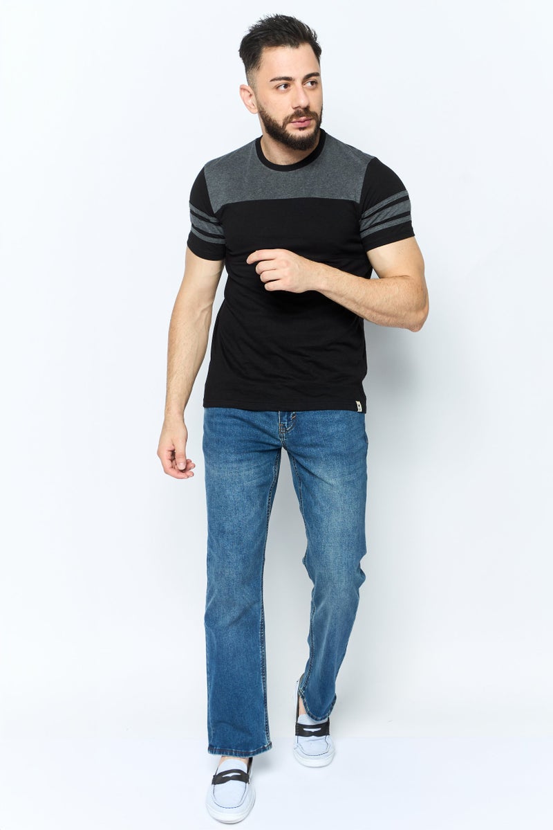 Company Eighty One تي شيرت رجالي بأكمام قصيرة وياقة دائرية بتدرج لوني، أسود - Image 2