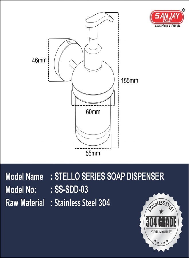 Sanjay Chilly Stello Series Soap Dispenser for Bathroom | Stainless Steel Wall Mounted Handwash & Shampoo Dispenser | Durable & Premium Finish - Image 3
