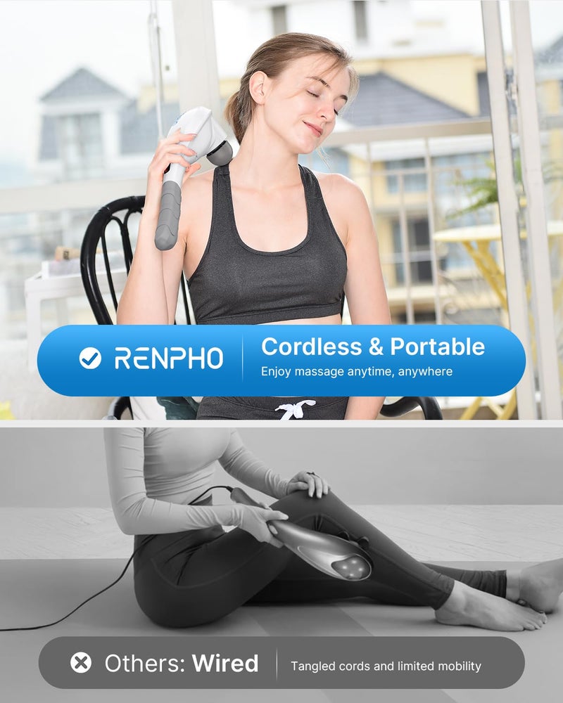 RENPHO Rechargeable Handheld Back Massager, Cordless Electric Neck Massage Tool for Shoulder, Foot, Leg, Calf, Christmas Birthday Gifts for Women and Men - Image 5