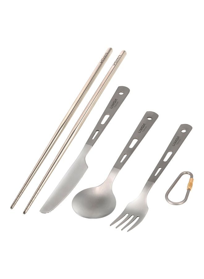 NIBEMINENT 5-Piece Camping Cutlery Set Spoon 16.8, Cutter 18.4, Fork 16.2, Chopstick 23cm - Image 1