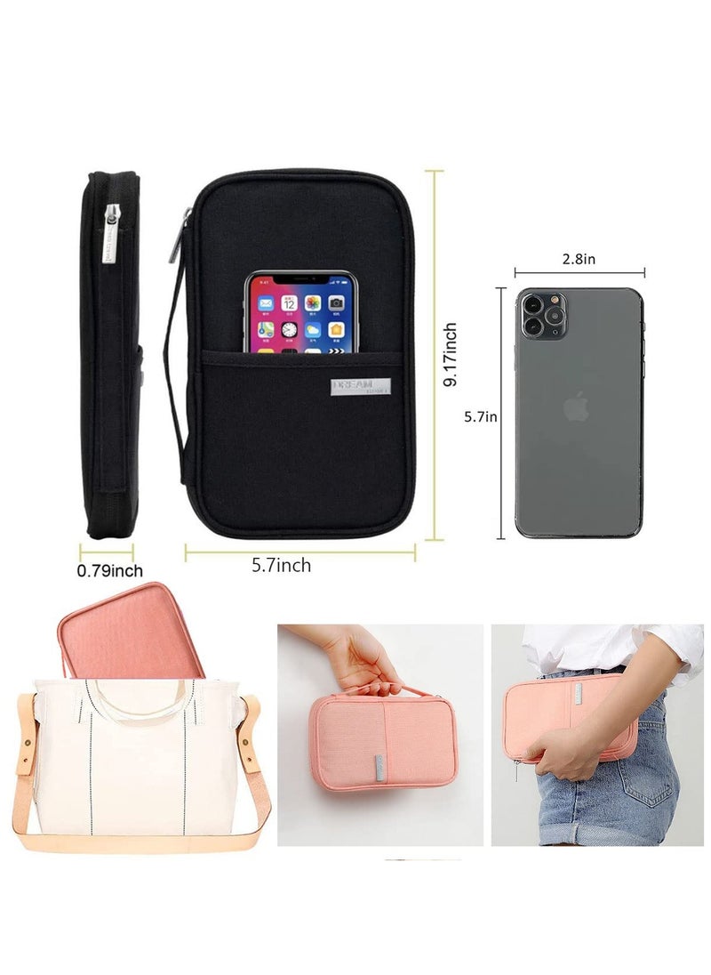 Excefore - Passport Holder Travel Wallet, Family Travel Document Holders Organiser Wallet for Credit Cards Ticket IDs Keys Smartphone for Men Women, Pink - Image 1