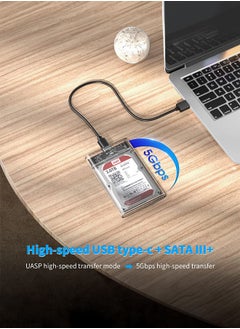 S-Color 2.5" Hard Drive Enclosure Tool Free, USB C 3.1 Gen 2 to SATA III 6Gbps External Enclosure for 2.5inch 7mm 9.5mm SSD HDD, UASP Supported 2 Cables included  - Image 3