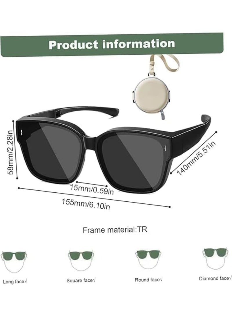 Zikra Over Glasses Sunglasses for Men Women, Folding Sunglasses Lightweight Sunglasses That Fit Over Glasses UV400 Protection Non Slip Polarized Sunglasses - Image 3