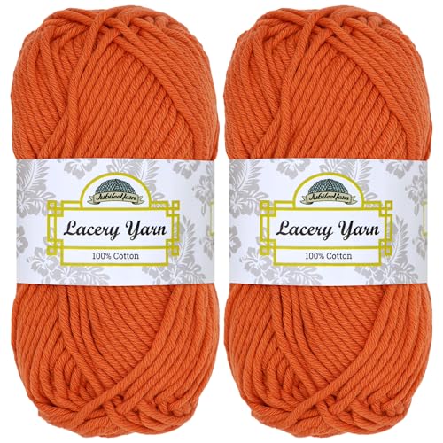 BambooMN JubileeYarn Lacery Yarn - 100g/Skein Chunky Cotton - Burnt Orange - 2 Skeins - Image 1