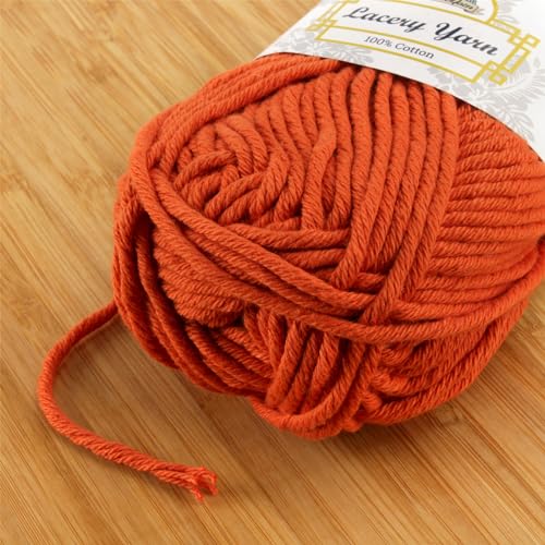 BambooMN JubileeYarn Lacery Yarn - 100g/Skein Chunky Cotton - Burnt Orange - 2 Skeins - Image 3