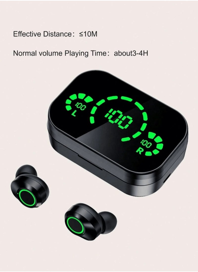 Angmei - True Wireless Earbuds, gaming earphone，10mm Drivers with Big Bass, Bluetooth 5.3, 30H Long Playtime, Water-Resistant, 2 Mics for AI Clear Calls, 22 Preset EQs, Customization (Black) Noise Cancelling In-Ear Touch Control LED Display Long Lasting Battery Built-In Mic Wireless Earphone - Image 1