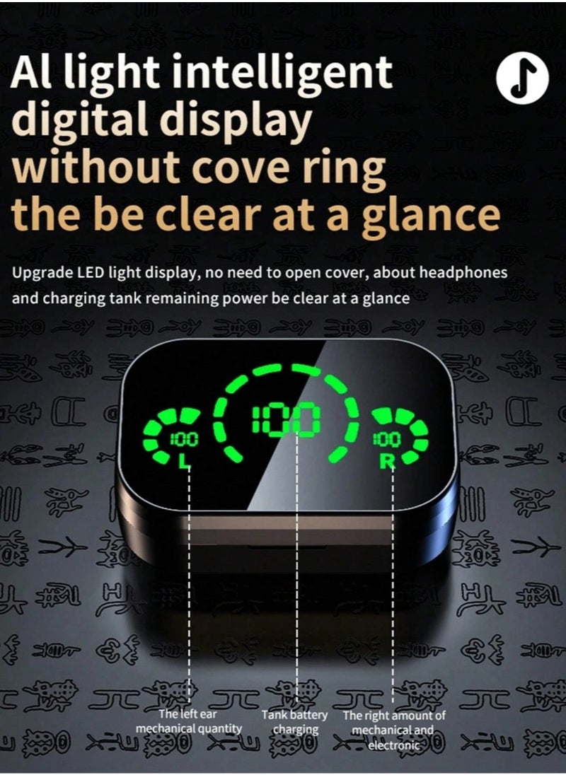 Angmei - True Wireless Earbuds, gaming earphone，10mm Drivers with Big Bass, Bluetooth 5.3, 30H Long Playtime, Water-Resistant, 2 Mics for AI Clear Calls, 22 Preset EQs, Customization (Black) Noise Cancelling In-Ear Touch Control LED Display Long Lasting Battery Built-In Mic Wireless Earphone - Image 1
