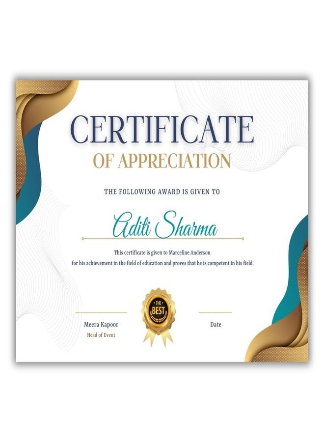 AanyaCentric Pack of 20nos, A4 Size 8.3 x 11.7 Inch Self Fill-in Certificate of Appreciation Pre-Printed on Glossy Photo Paper For Recognition Achievement Completion Award for Student Employee Trainee (254GSM Photo Paper) - Image 1