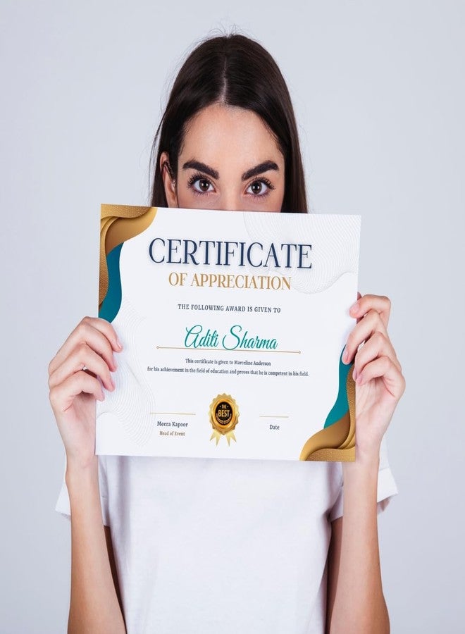 AanyaCentric Pack of 20nos, A4 Size 8.3 x 11.7 Inch Self Fill-in Certificate of Appreciation Pre-Printed on Glossy Photo Paper For Recognition Achievement Completion Award for Student Employee Trainee (254GSM Photo Paper) - Image 4