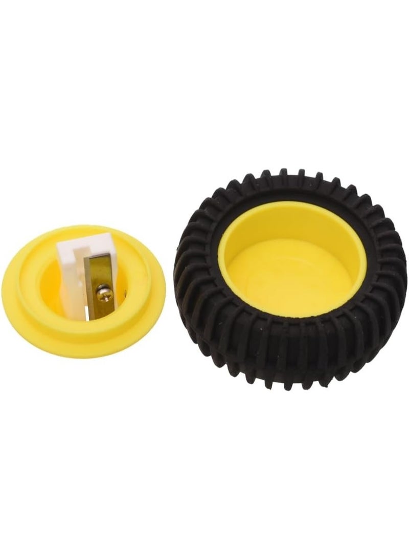 M&G Tire-Shaped 2-in-1 Pencil Sharpener and Eraser APS912A0 Black and Yellow - Image 4