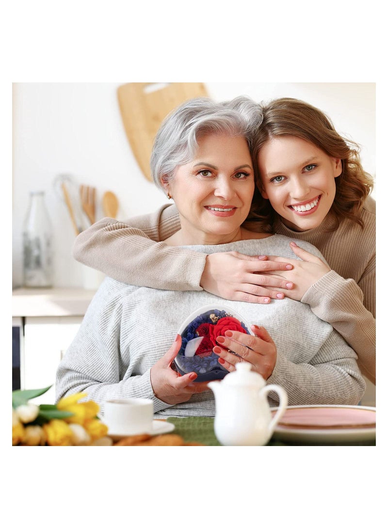 Preserved Real Rose Creative Gift Box Heart-shaped Preserved Flower Box For Mothers Day /Anniversary Birthday Gift （Blue） - Image 4