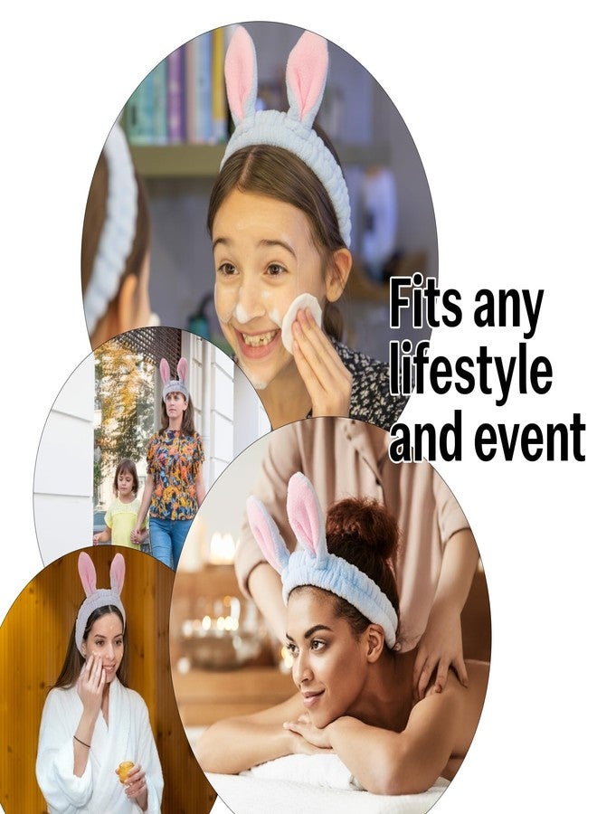 RarePicks Plush Bunny Ear Headband For Women & Girls Soft Elastic Hair Band For Women, Girls, Spa, Makeup, Face Wash, Skincare Routine, Cute Rabbit Ear Design, Beauty (Blue) - Image 4