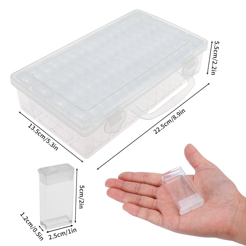 SGHUO 64 Grid Diamond Painting Storage Containers Diamond Art Accessories Tool Box Craft Storage with Adjustable Dividers for Beads, Art DIY, Crafts, Jewelry, Plastic Organizer with Label Stickers - Image 2