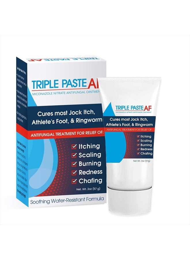 Triple Paste - AF Anti Fungal Ointment for Skin Treats Most Jock Itch, Athletes Foot and Ringworm - 2% Miconazole Antifungal Cream - 2 Oz Tube (Packaging May Vary) - Image 1