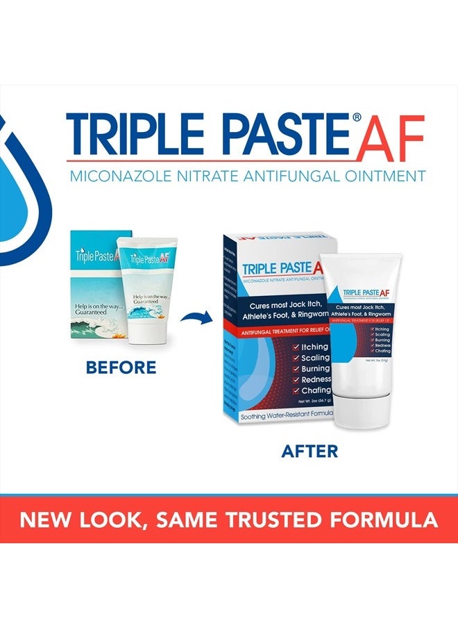 Triple Paste - AF Anti Fungal Ointment for Skin Treats Most Jock Itch, Athletes Foot and Ringworm - 2% Miconazole Antifungal Cream - 2 Oz Tube (Packaging May Vary) - Image 1
