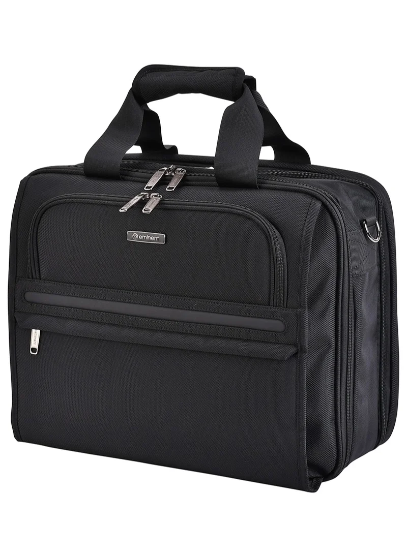 eminent Premium 17 inch Shoulder Business Laptop Bag Polyester Light Weight 180° Opening Business Laptop Case for Men Women on Travel Business V322 Black