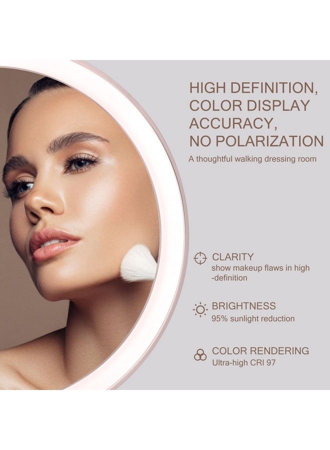 AMIRO مرآة مكياج مضيئة قابلة لإعادة الشحن 8 بوصة مرآة تجميل محمولة مع ضوء 5 مستويات سطوع تحكم باللمس وظيفة الذاكرة دوران 180° مرآة جيب مكبرة 5X - Image 3