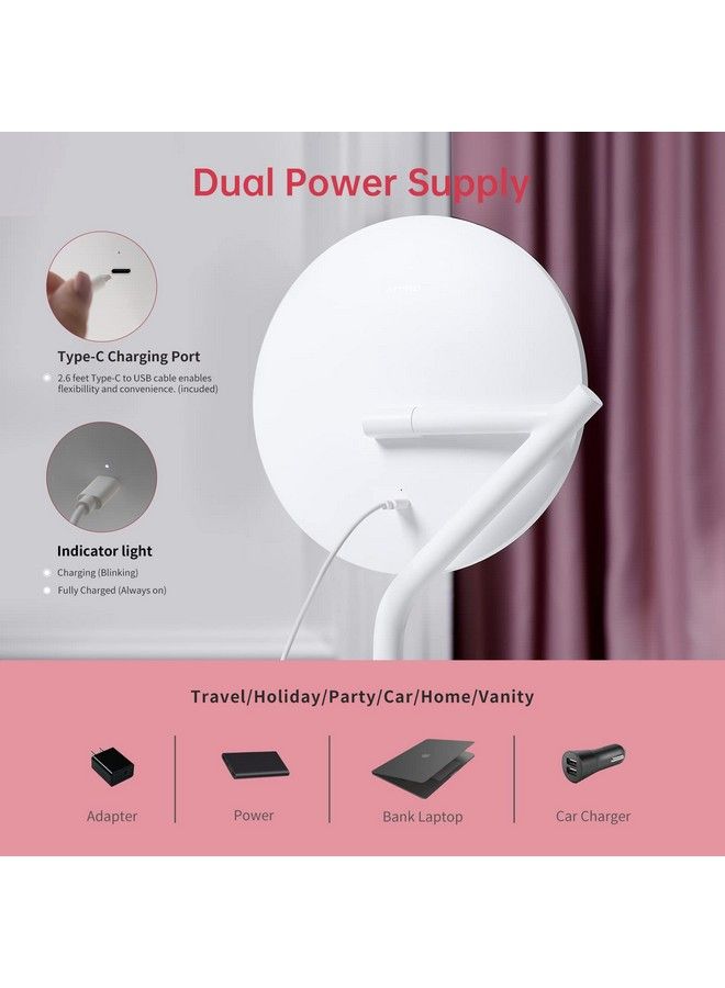 AMIRO مرآة مكياج مضيئة قابلة لإعادة الشحن 8 بوصة مرآة تجميل محمولة مع ضوء 5 مستويات سطوع تحكم باللمس وظيفة الذاكرة دوران 180° مرآة جيب مكبرة 5X - Image 5