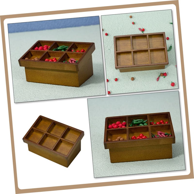 Miniature Handcrafted Fruit Stand Dollhouse Decor Walnut Finish DIY Scene - Image 4