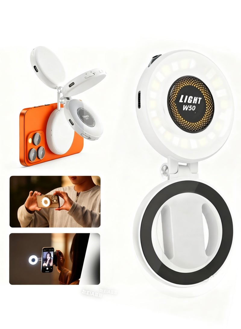 X-level LED Selfie Fill Light With Front & Back Phone Magnetic, 3000mAh Rechargeable ,3 Modes, Light White for Phone 17 Pro Max/17 pro/Samsung/Pad/AirPods/ iPad/Huawei/Xiaomi/Vivo/Oppo and More/Tablet/Laptop, Zoom Call TikTok Video Fill Light - Image 1