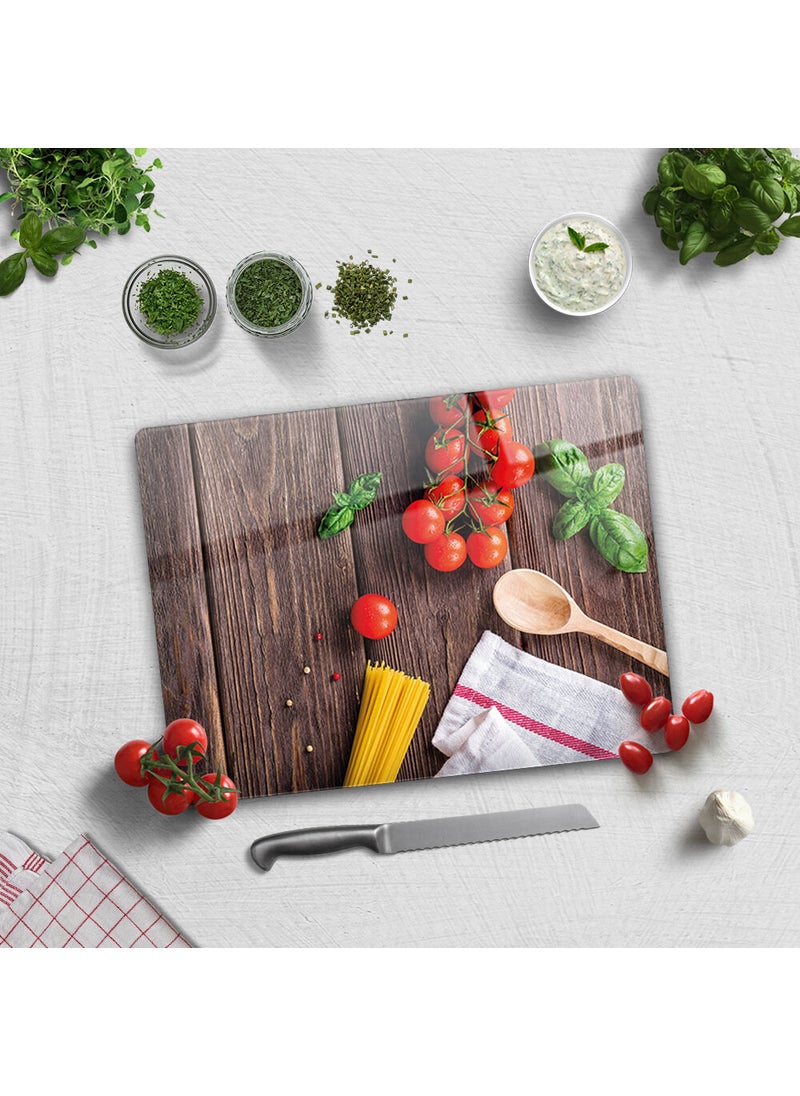 DECORITA Wood and Vegetables | Glass Cutting Board - Glass Cutting Table | 30cmx40cm  - Image 1