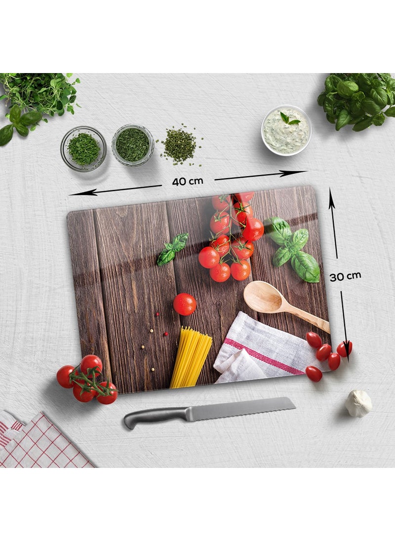 DECORITA Wood and Vegetables | Glass Cutting Board - Glass Cutting Table | 30cmx40cm  - Image 4