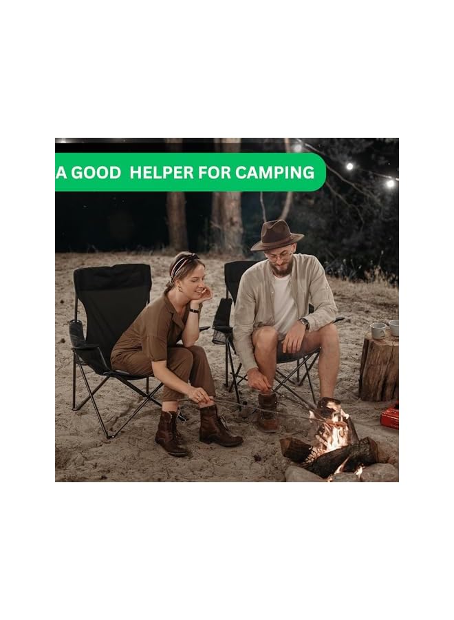 PROMASS كرسي شاطئ قابل للطي متعدد الأغراض، كرسي تخييم خارجي خفيف الوزن قابل للطي، يدعم وزن 110 كجم مع حقيبة حمل، كرسي تخييم خفيف للغاية، للسفر والنزهات (أسود 1 حزمة) - Image 2
