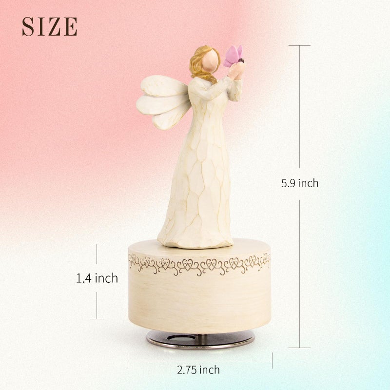 YT3 Studio Angel Music Box, Sculpted Hand-Painted Musical Figure Gifts Butterfly Music Box Guardian Angel Figurine for Daughter Women Birthday Anniversary, Play You are My Sunshine - Image 2