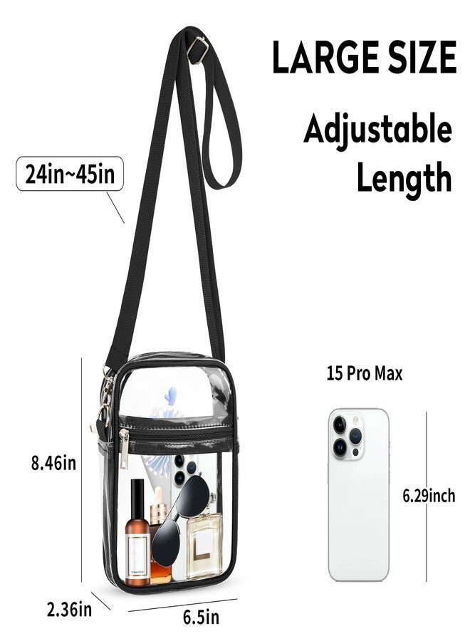 VOROLO Clear Crossbody Bag Stadium Approved See Through Purse Handbag,Small See Through Purse Handbag with Adjustable Shoulder Strap for Sports Black - Image 3
