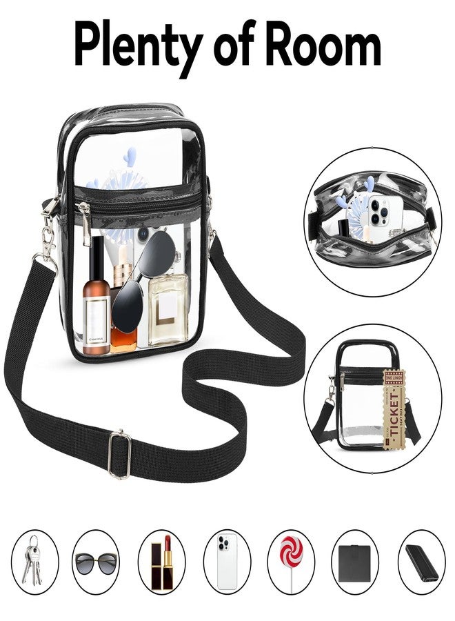 VOROLO Clear Crossbody Bag Stadium Approved See Through Purse Handbag,Small See Through Purse Handbag with Adjustable Shoulder Strap for Sports Black - Image 4