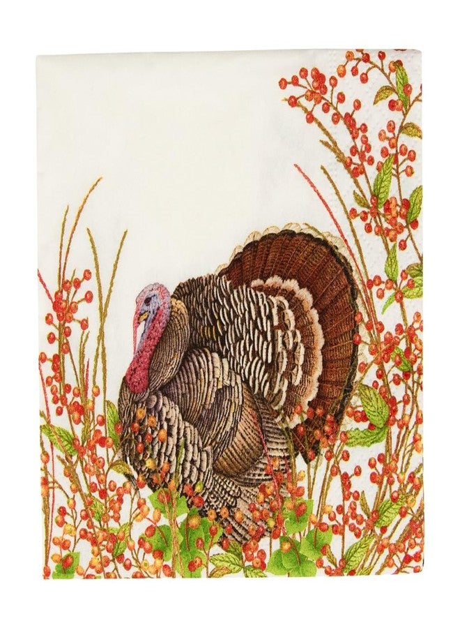 Caspari Turkey And Berries Cocktail Napkins - 20 Per Package - Image 1