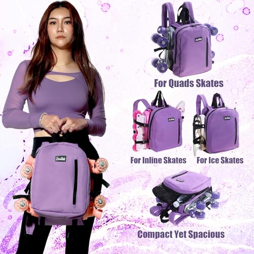JajaHoho Roller skates bags for Women Men Lavender Lilac Sports Backpack for Rollerskates Ice skates Inline skates Skate Gear Storage Durable and Stylish 11 x 9 x 3 inches Purple - Image 3