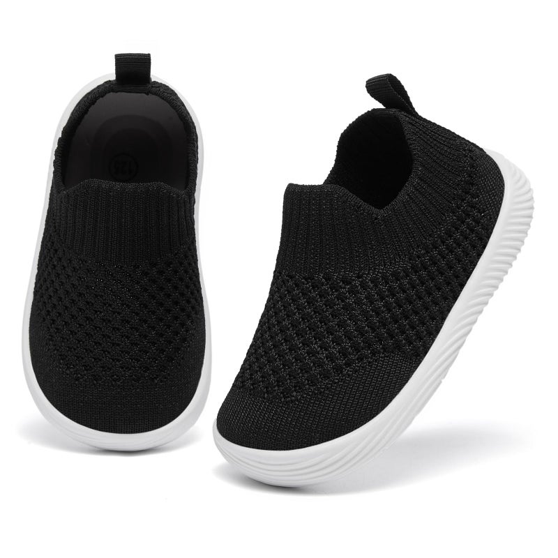 MORENDL Toddler Shoes Baby Walking Sock Shoes Non-Slip Breathable Boys & Girls Sneakers Infant Tennis Shoe Black 12-15Months - Image 3