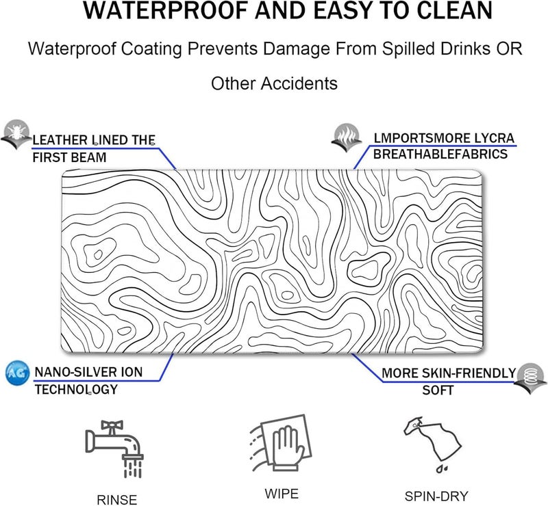 TEDNETGO Extra Large Mouse Pad, Gaming Mouse Pad, Waterproof Extra Large Mousepad with Stitched Edges, Non-Slip Base Keyboard Pad for Gamer, Office & Home, 31.5 x 15.8, Black Lines - Image 4
