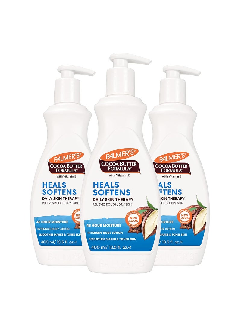 PALMER'S Palmers Cocoa Butter Formula Daily Skin Therapy Cocoa Butter Body Lotion for Dry Skin Hand  Body Conditioner Pump Bottle135 Oz Pack of 3 