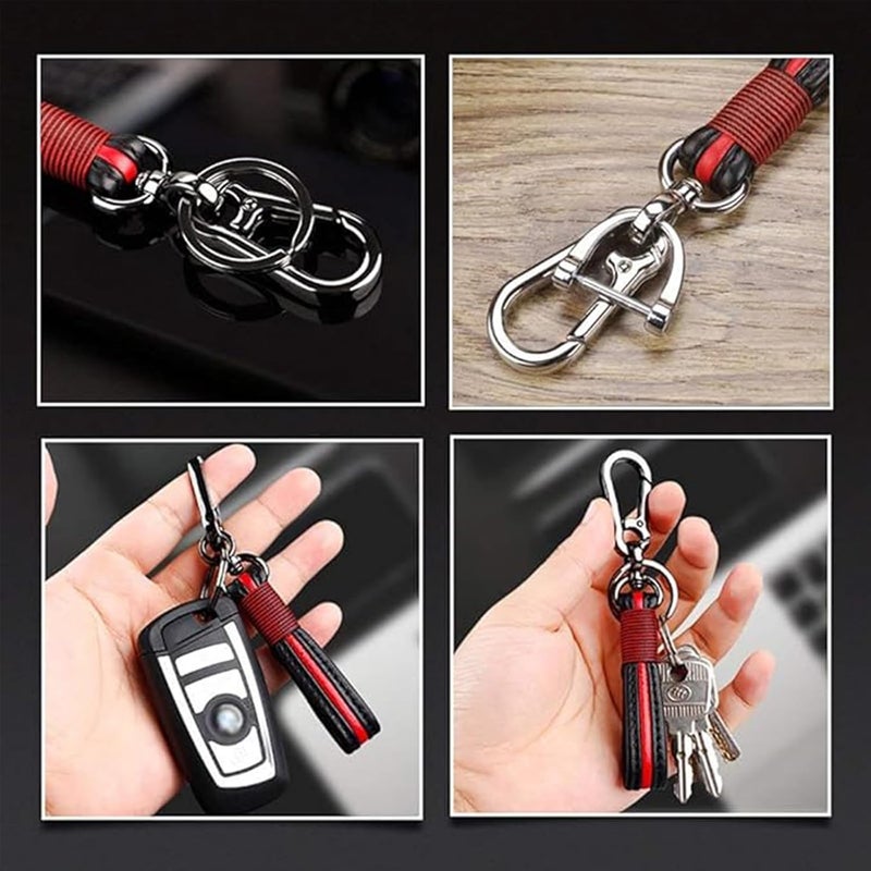 ICEBLUEOR Handmade Genuine Leather Black Chrome Finish Detachable Valet Keychain for Men and Women - Image 5