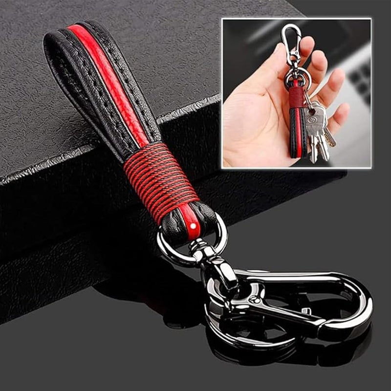 ICEBLUEOR Handmade Genuine Leather Black Chrome Finish Detachable Valet Keychain for Men and Women - Image 3