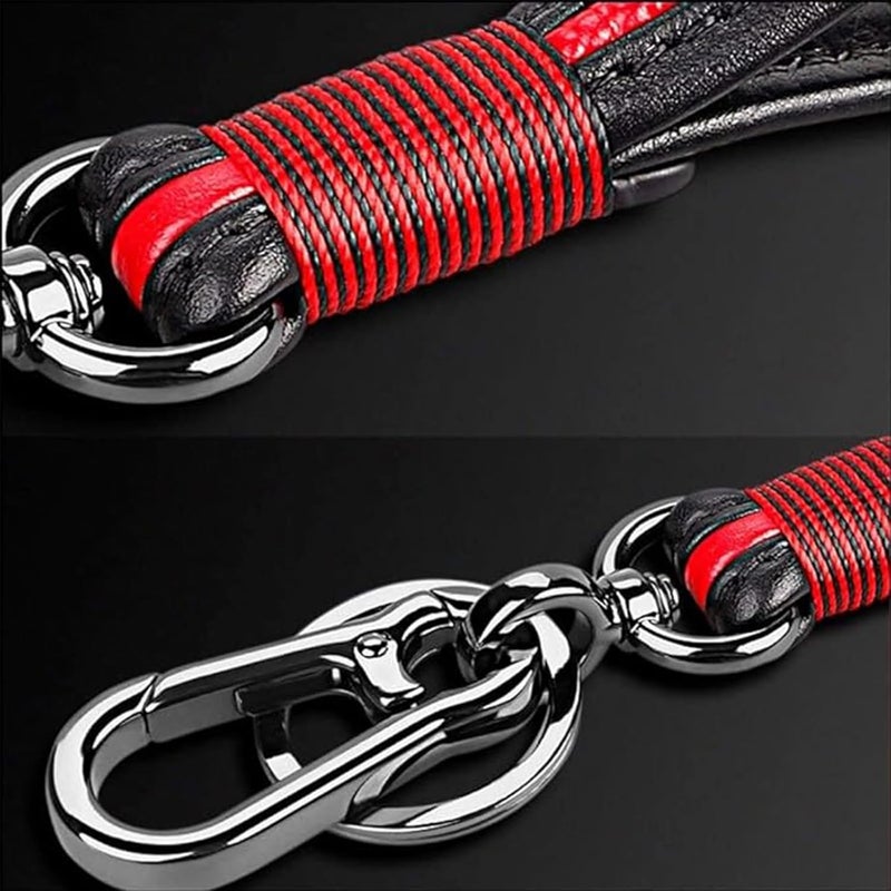 ICEBLUEOR Handmade Genuine Leather Black Chrome Finish Detachable Valet Keychain for Men and Women - Image 4
