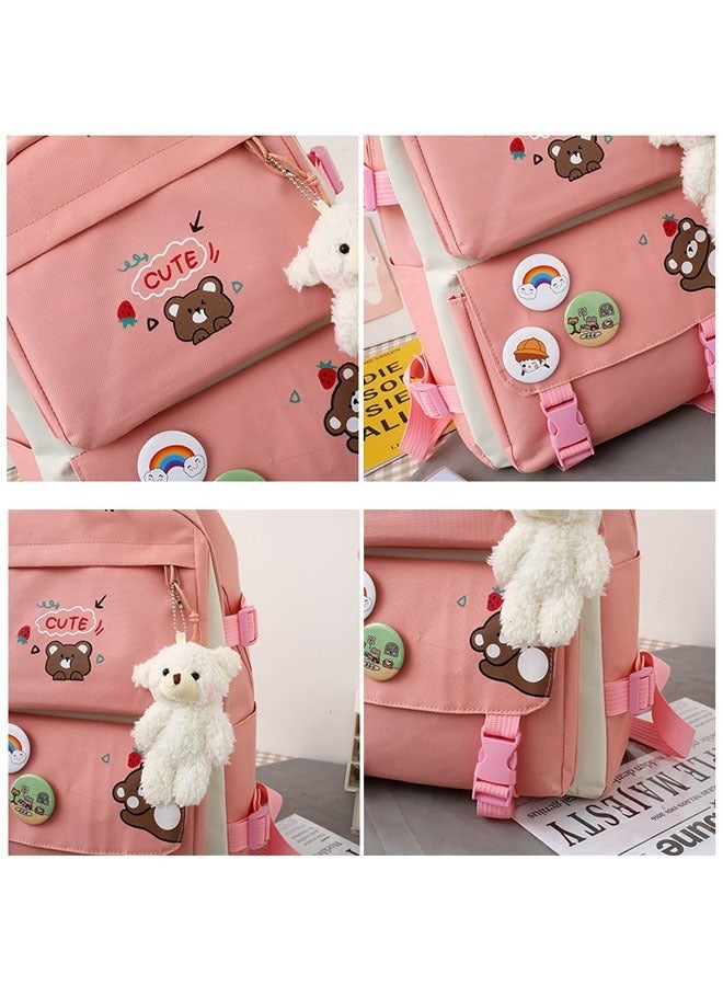 Reelyo Backpack for Girls 5 Pcs School Bookbag  Kids Schoolbag with Accessories Crossbody Bags Pencil Case Handbag Coin Purse - Image 5