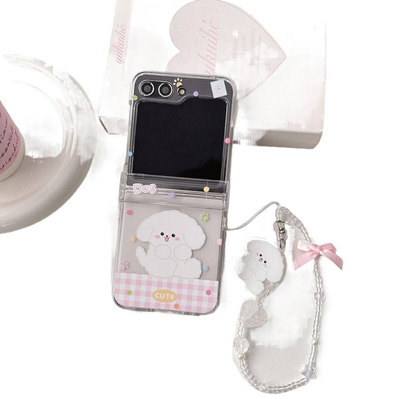 غطاء واقي | مقاوم للصدمات لـ Samsung Galaxy Z Flip 6 | Dog | حماية من السقوط | نقش منقط ومربعات - Image 1