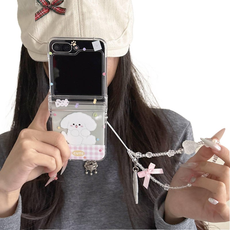 غطاء واقي | مقاوم للصدمات لـ Samsung Galaxy Z Flip 6 | Dog | حماية من السقوط | نقش منقط ومربعات - Image 4
