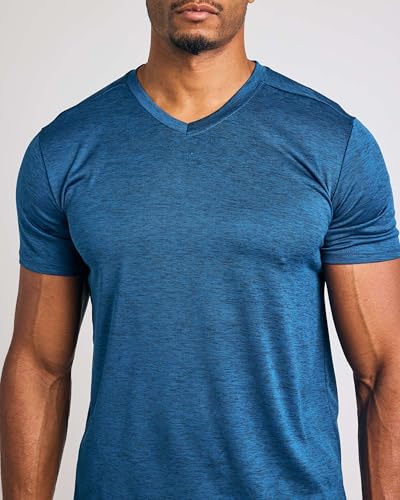 REALESSENTIALS Real Essentials 5 Pack: Men’s V-Neck Dry-Fit Moisture Wicking Active Athletic Tech Performance T-Shirt Set 2, L, Pack of 5 - Image 4
