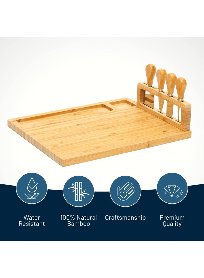 يلا جوي طقم ألواح الجبن والخيزران للجبن والألواح الخشبية المصنوعة من الخيزران وصينية تقديم اللحوم والنبيذ - هدايا أعياد الميلاد للنساء، هدايا الزفاف للأزواج 2025، حفلات الزفاف، هدايا المنزل الجديد - Image 2
