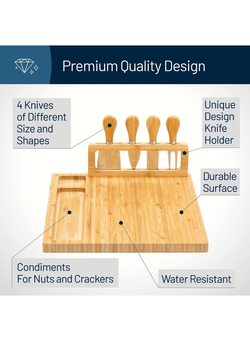 يلا جوي طقم ألواح الجبن والخيزران للجبن والألواح الخشبية المصنوعة من الخيزران وصينية تقديم اللحوم والنبيذ - هدايا أعياد الميلاد للنساء، هدايا الزفاف للأزواج 2025، حفلات الزفاف، هدايا المنزل الجديد - Image 3