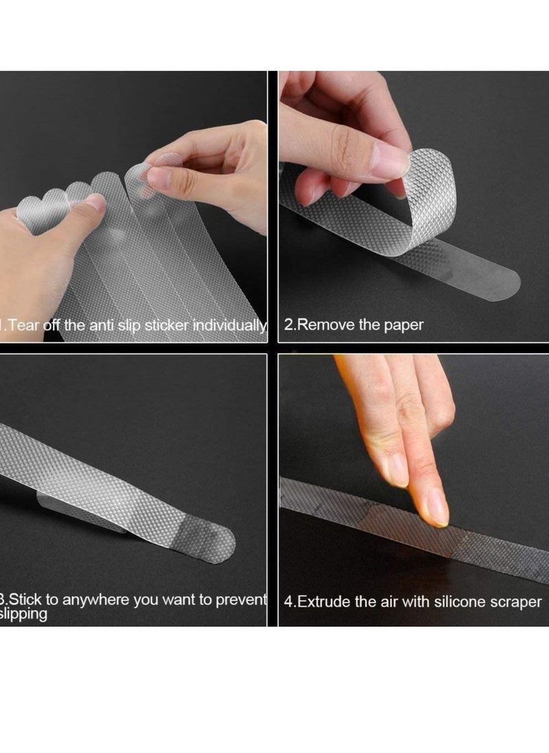 althiqahkey - Anti Slip Strips Safety Shower Treads Stickers Bathtub Non Slip Stickers Anti Skid Tape for Shower Tub Steps, Floor-Strength Adhesive Grip Appliques for Baby Senior Adult 24pcs Clear - Image 1