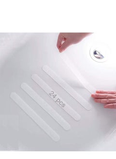 Anti Slip Strips Safety Shower Treads Stickers Bathtub Non Slip Stickers Anti Skid Tape for Shower Tub Steps, Floor-Strength Adhesive Grip Appliques for Baby Senior Adult 24pcs Clear
