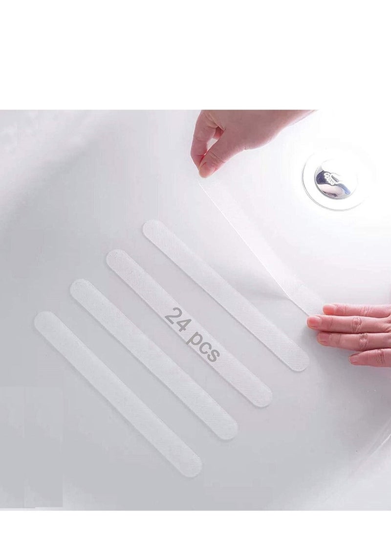 althiqahkey - Anti Slip Strips Safety Shower Treads Stickers Bathtub Non Slip Stickers Anti Skid Tape for Shower Tub Steps, Floor-Strength Adhesive Grip Appliques for Baby Senior Adult 24pcs Clear - Image 1