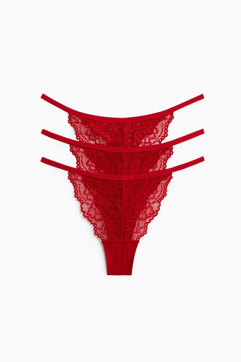H&M 3-pack lace tanga thong briefs