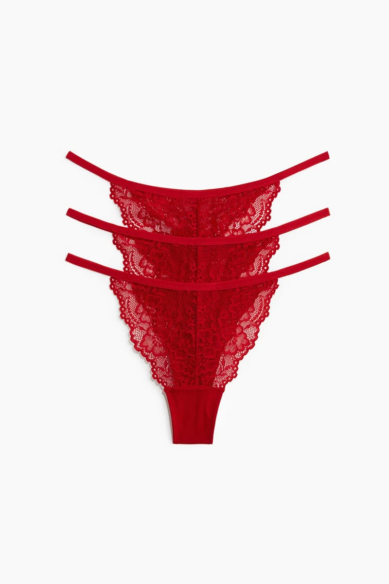 H&M 3-pack lace tanga thong briefs